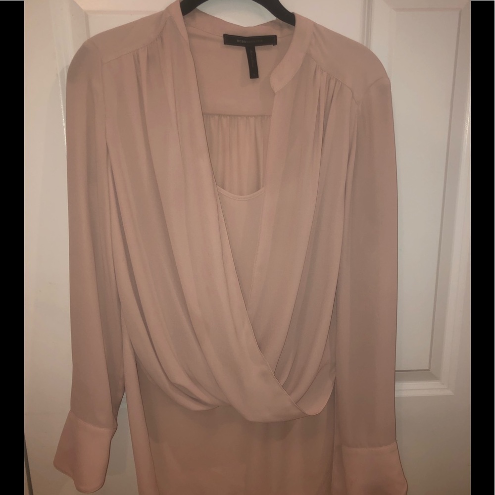 BCBGMAXAZRIA Jacklyn Drape Front Blouse pink